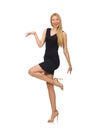 Young pretty woman in mini black dress isolated on