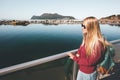 Young pretty woman walking at seaside alone Royalty Free Stock Photo