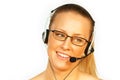 Young pretty woman wearing a phone headset Royalty Free Stock Photo