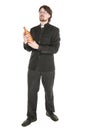 Young priest with bottle of alcohol isolated Royalty Free Stock Photo