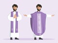 Young priest set with purple stole and chasuble