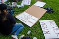 Young pro-abortion activists are preparing their placards for the demonstration march against restrictions imposed in many states.