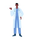 Young professional black man doctor isolated on white background. Medical specialist. Medical staff doctor nurse therapist surgeon