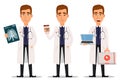 Young professional doctor, set with x-ray shot, with coffee and Royalty Free Stock Photo