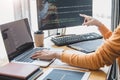 Young Professional programmer working at developing programming Royalty Free Stock Photo