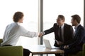 Young professional shaking hands with company HR manager Royalty Free Stock Photo