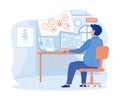 Young programmer concentrated at working project. Developing programming and coding technologies. Royalty Free Stock Photo