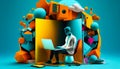 Young programmer concentrated at working project. Developing programming and coding technologies. Screen with codes Royalty Free Stock Photo