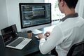 Young Programmer working in software javascript computer in IT office, Writing codes and data code website and coding database Royalty Free Stock Photo