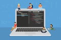 Young programmers coding a new project