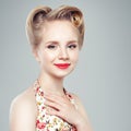 Young prom girl portrait. Red Lips Makeup