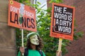 A Young Protester with A Mask On at the Anti-Fracking Protests in Preston Royalty Free Stock Photo