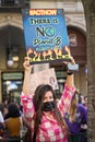 Young protesters holding placards during the climate strike march