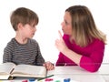 Young pupil doesn't want to learn, he confronts his mother