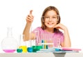 Young pupil studying chemistry in the laboratory