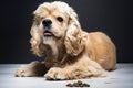 Young purebred Cocker Spaniel on wooden floor