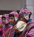 Young Quechua Indians at mass in village of Pisac, Peru