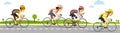 Young racing cyclists on bikes in flat style Royalty Free Stock Photo