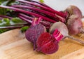Young raw red beets roots with leaves Royalty Free Stock Photo