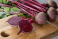 Young raw red beets roots with leaves Royalty Free Stock Photo