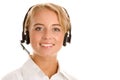 Young receptionist wearing headset