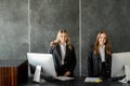 Young receptionists at the reception desk