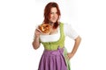 Young red head woman in traditional bavarian costume Royalty Free Stock Photo