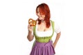 Young red head woman in traditional bavarian costume Royalty Free Stock Photo