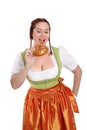 Young red head woman in traditional bavarian costume Royalty Free Stock Photo