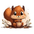 Young red squirrel. Baby squirrel. Cute vector illustration for a child.