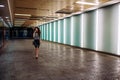 Young redhead business woman walking to work Royalty Free Stock Photo