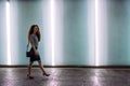 Young redhead business woman walking to work Royalty Free Stock Photo