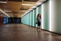 Young redhead business woman walking to work Royalty Free Stock Photo
