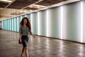 Young redhead business woman walking to work Royalty Free Stock Photo