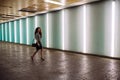 Young redhead business woman walking to work Royalty Free Stock Photo