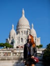 Girl near Basilica of the Sacred Heart of Paris Royalty Free Stock Photo