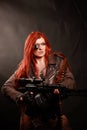 Young redhead military girl Royalty Free Stock Photo