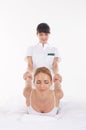 A young redhead woman on a Thai massage Royalty Free Stock Photo