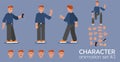 Young redheaded man character animation set.