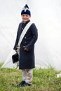 Young reenactor at Borodino battle historical reenactment in Russia