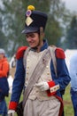 Young reenactor at Borodino battle historical reenactment in Russia