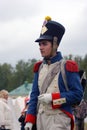 Young reenactor at Borodino battle historical reenactment in Russia