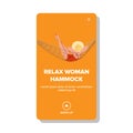 young relax woman hammock vector