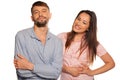 Young relaxed couple on a white background