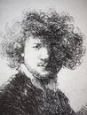 YOUNG REMBRANDT - The dozens of self-portraits by Rembrandt were an important part of his oeuvre. Royalty Free Stock Photo