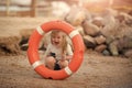 Young rescuer. Baby care and childhood concept. Royalty Free Stock Photo