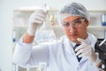 Young researcher scientist doing a water test contamination expe Royalty Free Stock Photo