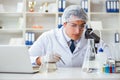 Young researcher scientist doing a water test contamination expe Royalty Free Stock Photo