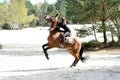 Young rider in forest