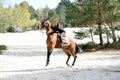 Young rider in forest